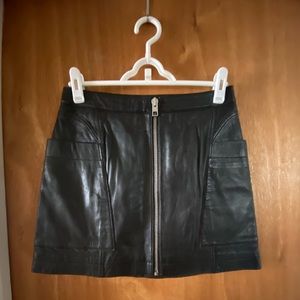 Ksubi Black Leather Skirt